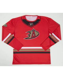 Men's Anaheim Ducks X Los Angeles Angels #27 Mike Trout Red Stitched Jersey