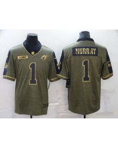 Men's Arizona Cardinals #1 Kyler Murray 2021 Olive Golden Salute To Service Limited Stitched Jersey