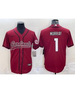 Men's Arizona Cardinals #1 Kyler Murray Red With Patch Cool Base Stitched Baseball Jersey