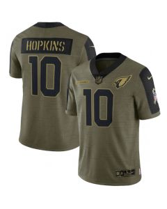 Men's Arizona Cardinals #10 DeAndre Hopkins 2021 Olive Salute To Service Limited Stitched Jersey