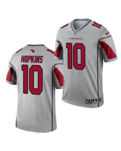 Men's Arizona Cardinals #10 DeAndre Hopkins 2021 Silver Inverted Legend Stitched Jersey