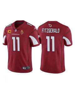 Men's Arizona Cardinals #11 Larry Fitzgerald Red With C Patch & Walter Payton Patch Limited Stitched Jersey