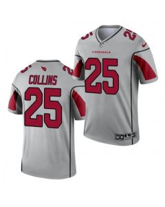 Men's Arizona Cardinals #25 Zaven Collins 2021 Silver Inverted Legend Stitched Jersey