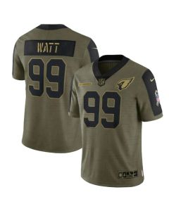 Men's Arizona Cardinals #99 J.J. Watt 2021 Olive Salute To Service Limited Stitched Jersey