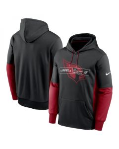 Men's Arizona Cardinals Black Color Block Fleece Performance Pullover Hoodie