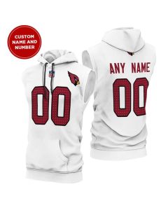 Men's Arizona Cardinals Customized White Limited Edition Sleeveless Hoodie