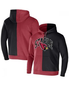 Men's Arizona Cardinals Red/Black Split Logo Pullover Hoodie