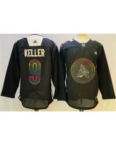 Men's Arizona Coyotes #9 Clayton Keller 2022 Black Pride Night Stitched Jersey
