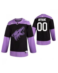 Men's Arizona Coyotes Black Hockey Fights Cancer Custom Practice NHL Stitched Jersey