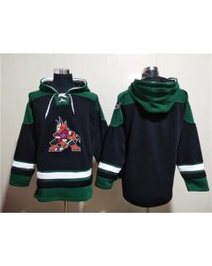 Men's Arizona Coyotes Blank Black/Green Ageless Must-Have Lace-Up Pullover Hoodie