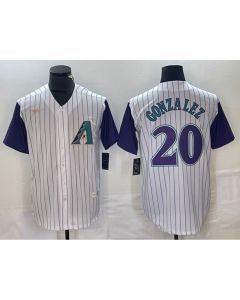 Men's Arizona Diamondbacks #20 Luis Gonzalez White Throwback Cool Base Stitched Baseball Jersey