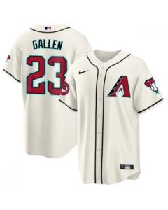 Men's Arizona Diamondbacks #23 Zac Gallen 2023/24 Cream Cool Base Stitched Baseball Jersey