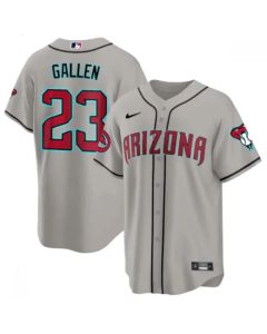Men's Arizona Diamondbacks #23 Zac Gallen 2023/24 Gray Cool Base Stitched Baseball Jersey