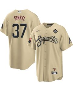 Men's Arizona Diamondbacks #37 Kevin Ginkel Cream 2023 World Series City Connect Cool Base Stitched Baseball Jersey