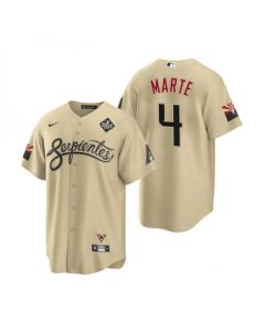 Men's Arizona Diamondbacks #4 Ketel Marte Cream 2023 World Series City Connect Cool Base Stitched Baseball Jersey