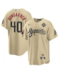 Men's Arizona Diamondbacks #40 Madison Bumgarner Cream 2023 World Series City Connect Cool Base Stitched Baseball Jersey