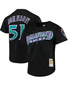 Men's Arizona Diamondbacks #51 Randy Johnson Black Cool Base Stitched Baseball Jersey