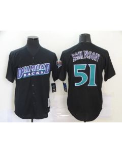 Men's Arizona Diamondbacks #51 Randy Johnson Black Throwback Cool Base Stitched Jersey