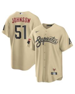 Men's Arizona Diamondbacks #51 Randy Johnson Cream Base Stitched Baseball Jersey