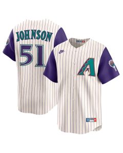 Men's Arizona Diamondbacks #51 Randy Johnson Nike Cream Throwback Cooperstown Collection Limited Jersey (Cream)