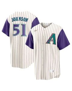 Men's Arizona Diamondbacks #51 Randy Johnson White Cool Base Stitched Baseball Jersey