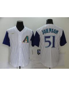 Men's Arizona Diamondbacks #51 Randy Johnson White Throwback Cool Base Stitched Jersey