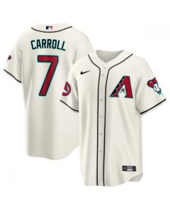 Men's Arizona Diamondbacks #7 Corbin Carroll 2023/24 Cream Cool Base Stitched Baseball Jersey