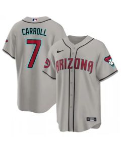 Men's Arizona Diamondbacks #7 Corbin Carroll 2023/24 Gray Cool Base Stitched Baseball Jersey