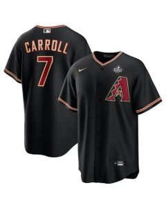 Men's Arizona Diamondbacks #7 Corbin Carroll Black 2023 World Series Cool Base Stitched Baseball Jersey