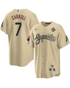 Men's Arizona Diamondbacks #7 Corbin Carroll Cream 2023 World Series City Connect Cool Base Stitched Baseball Jersey