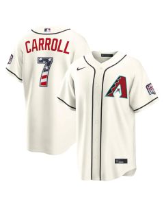 Men's Arizona Diamondbacks #7 Corbin Carroll Nike Cream USA 250 Fourth of July Home Stadium Jersey (Cream)