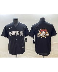 Men's Arizona Diamondbacks Black Team Big Logo Cool Base Stitched Baseball Jersey (Black)