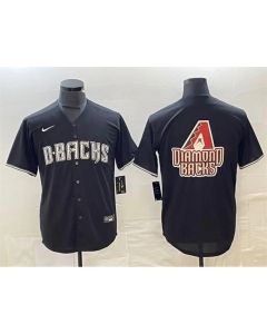 Men's Arizona Diamondbacks Black Team Big Logo Cool Base Stitched Baseball Jersey (Style 2)