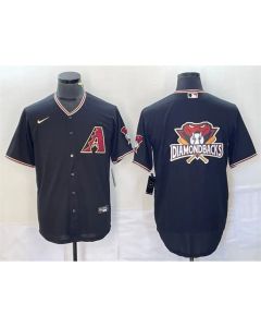Men's Arizona Diamondbacks Black Team Big Logo Cool Base Stitched Baseball Jersey (Style 3)