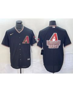Men's Arizona Diamondbacks Black Team Big Logo Cool Base Stitched Baseball Jersey (Style 4)