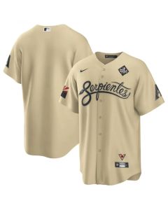 Men's Arizona Diamondbacks Blank Cream 2023 World Series City Connect Cool Base Stitched Baseball Jersey