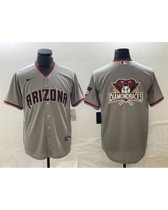 Men's Arizona Diamondbacks Grey Team Big Logo Cool Base Stitched Baseball Jersey (Grey)