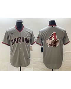 Men's Arizona Diamondbacks Grey Team Big Logo Cool Base Stitched Baseball Jersey