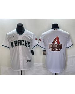Men's Arizona Diamondbacks White Team Big Logo Cool Base Stitched Baseball Jersey (Style 2)