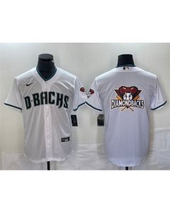 Men's Arizona Diamondbacks White Team Big Logo Cool Base Stitched Baseball Jersey (White)