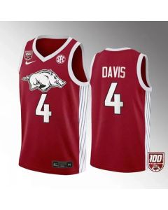 Men's Arkansas Razorbacks ACTIVE PLAYER Custom Red 2022-23 100 Season College Stitched Basketball Jersey