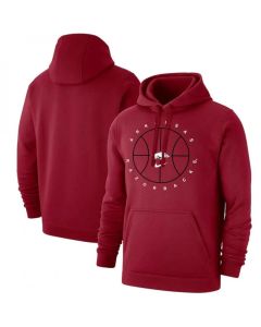 Men's Arkansas Razorbacks Red Basketball Icon Club Fleece Pullover Hoodie