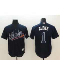 Men's Atlanta Braves #1 Ozhaino Albies Navy Flexbase Stitched MLB Jersey