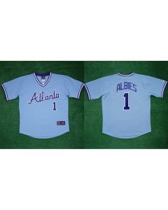 Men's Atlanta Braves #1 Ozzie Albies 1982 White Cool Base Stitched Baseball Jersey