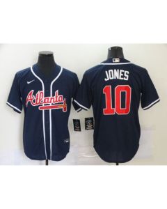 Men's Atlanta Braves #10 Chipper Jones Navy Cool Base Stitched Baseball Jersey