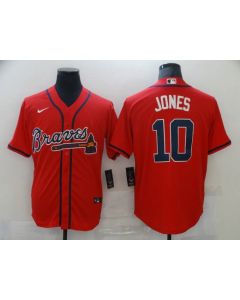Men's Atlanta Braves #10 Chipper Jones Red Stitched MLB Jersey