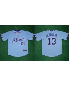 Men's Atlanta Braves #13 Ronald Acu?a Jr 1982 White Cool Base Stitched Baseball Jersey