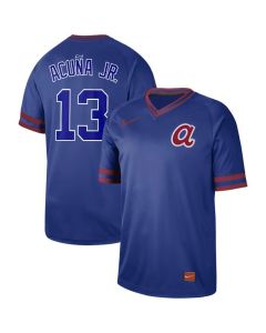 Men's Atlanta Braves #13 Ronald Acuna Blue Cooperstown Collection Legend Stitched MLB Jersey