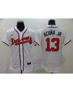 Men's Atlanta Braves #13 Ronald Acuna Jr 2020 White Flex Base Stitched MLB Jersey