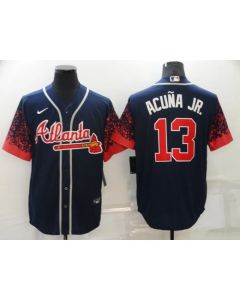 Men's Atlanta Braves #13 Ronald Acuna Jr. 2021 Navy Cool Base Stitched Jersey